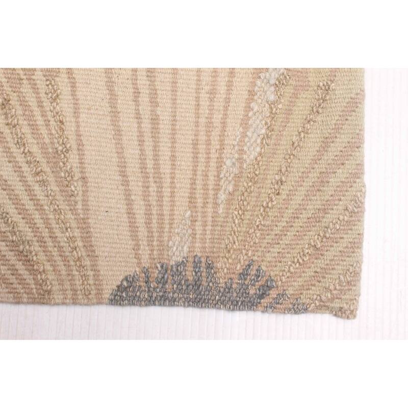 ECARPETGALLERY Flat-Weave Dynasty Beige, Khaki Wool Tapestry Kilim - 6'0 x 8'10