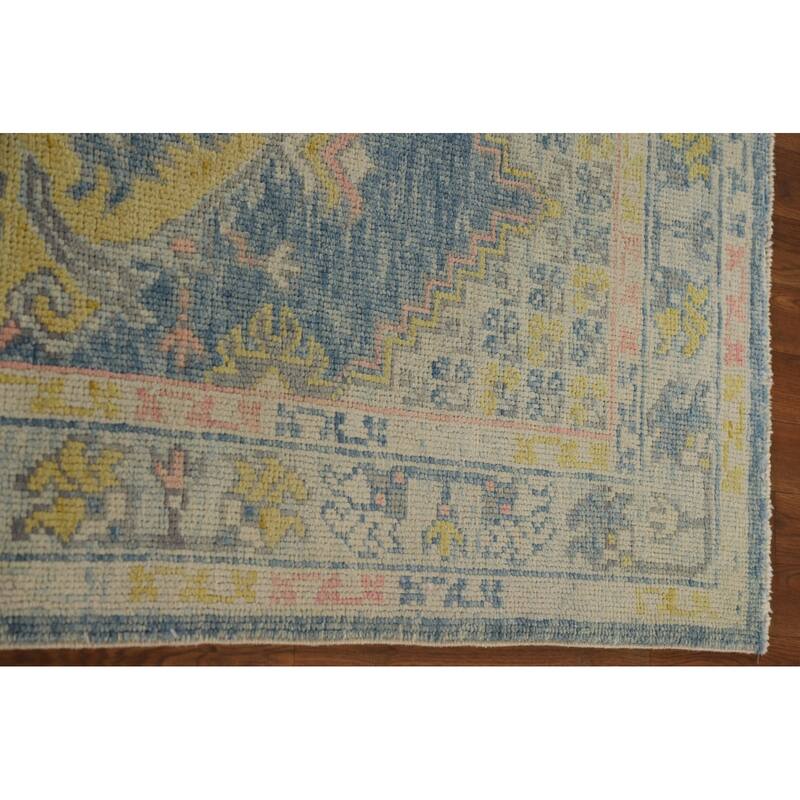Vegetable Dye Oushak Turkish Runner Rug Handmade Wool Carpet - 3'0"x 11'9"