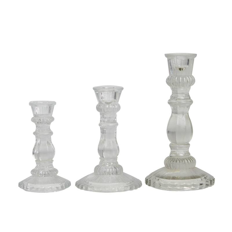Clear Glass Candle Holder (Set of 3)