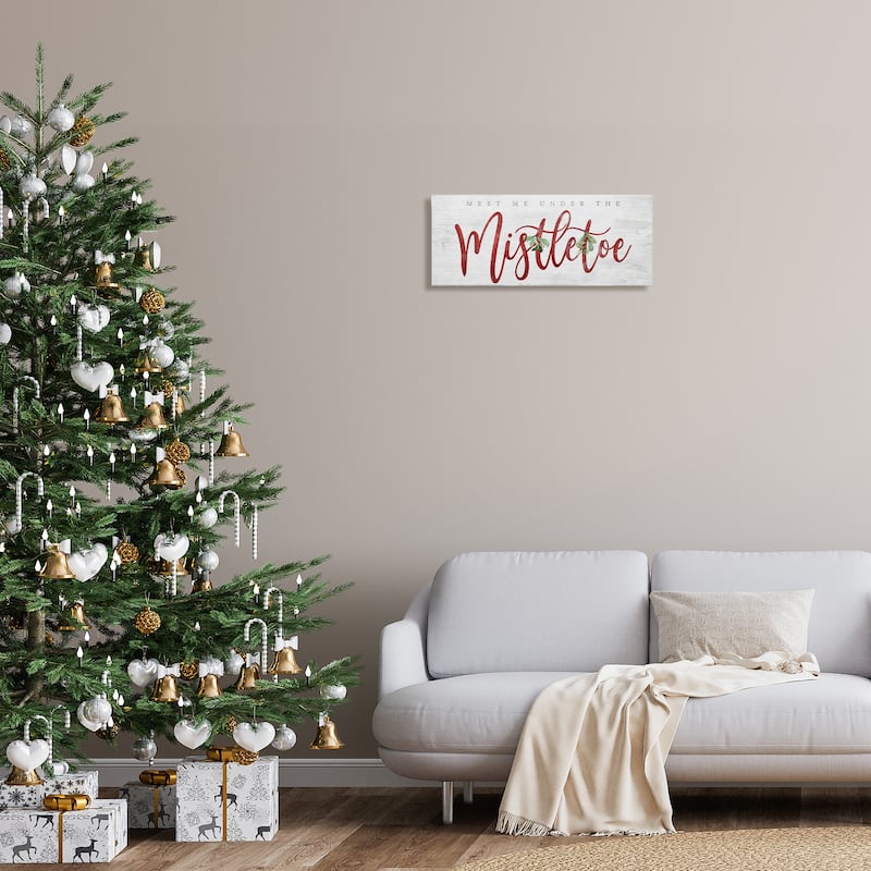 Stupell Meet Me Under Mistletoe Canvas Wall Art Design By Mollie B.