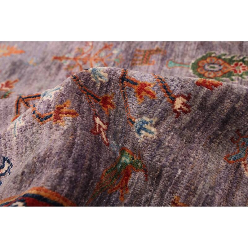 ECARPETGALLERY Hand-knotted Modern Ersari Light Purple Wool Rug - 8'2 x 9'9