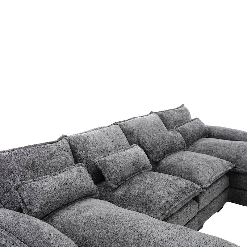 110.63'' U-Shaped 6-Seater Sectional Sofa with Ottomans for Living Room Comfort