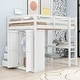 preview thumbnail 13 of 18, Full Size Loft Bed with Built-in Wardrobe, Desk, Shelves&Drawers, Wood Loft Bed Frame w/Full-Length Guardrails for Bedroom Dorm