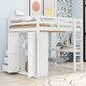 preview thumbnail 16 of 28, Full Size Loft Bed with Wardrobe, Desk, Shelves, Drawers, Grey, Wood Frame White