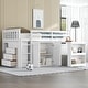 preview thumbnail 2 of 9, Twin Loft Bed with Built-in Desk Storage Cabinets Shelves and Drawers Wood Frame with Guardrail