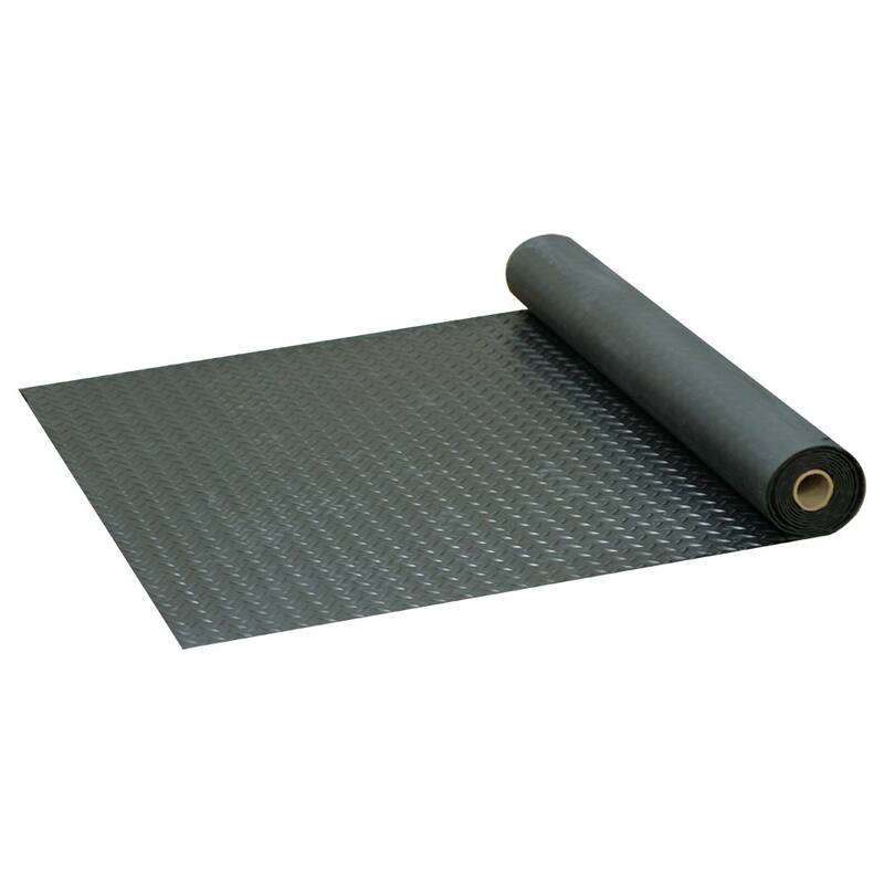 Goodyear Diamond-Plate Rubber Flooring -- 3.5mm x 36" x 10ft - Black - 36x120
