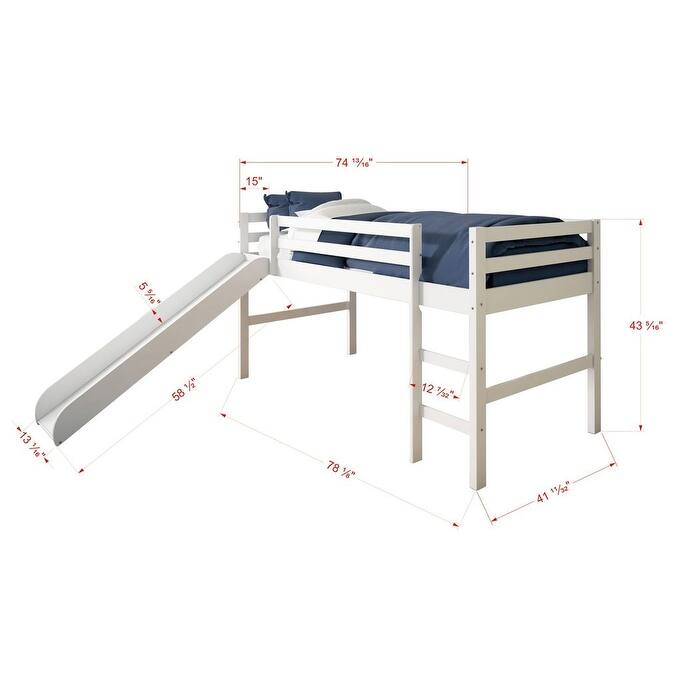Donco Kids Twin-size Tent Loft Bed with Slide