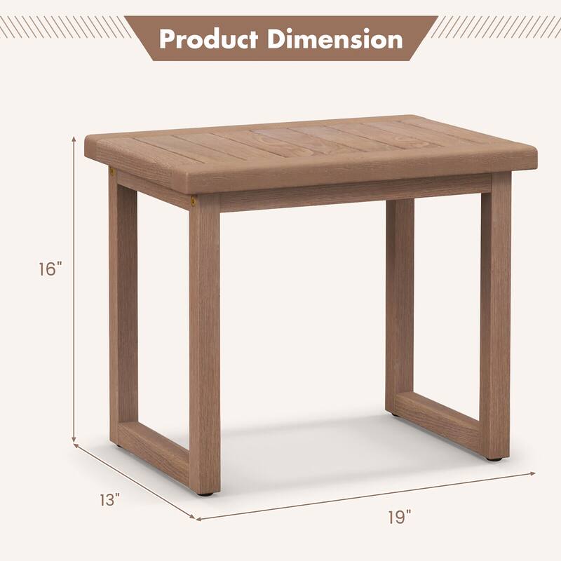 Gymax 19'' Indonesia Teak Wood Shower Bench 2-Tier Waterproof Bath Spa