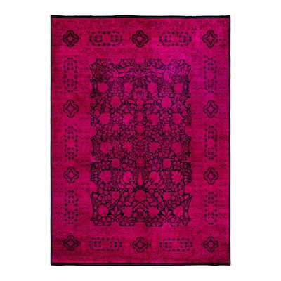 Overton Hand Knotted Wool Vintage Inspired Modern Contemporary Overdyed Pink Area Rug - 9' 2" x 12' 4"