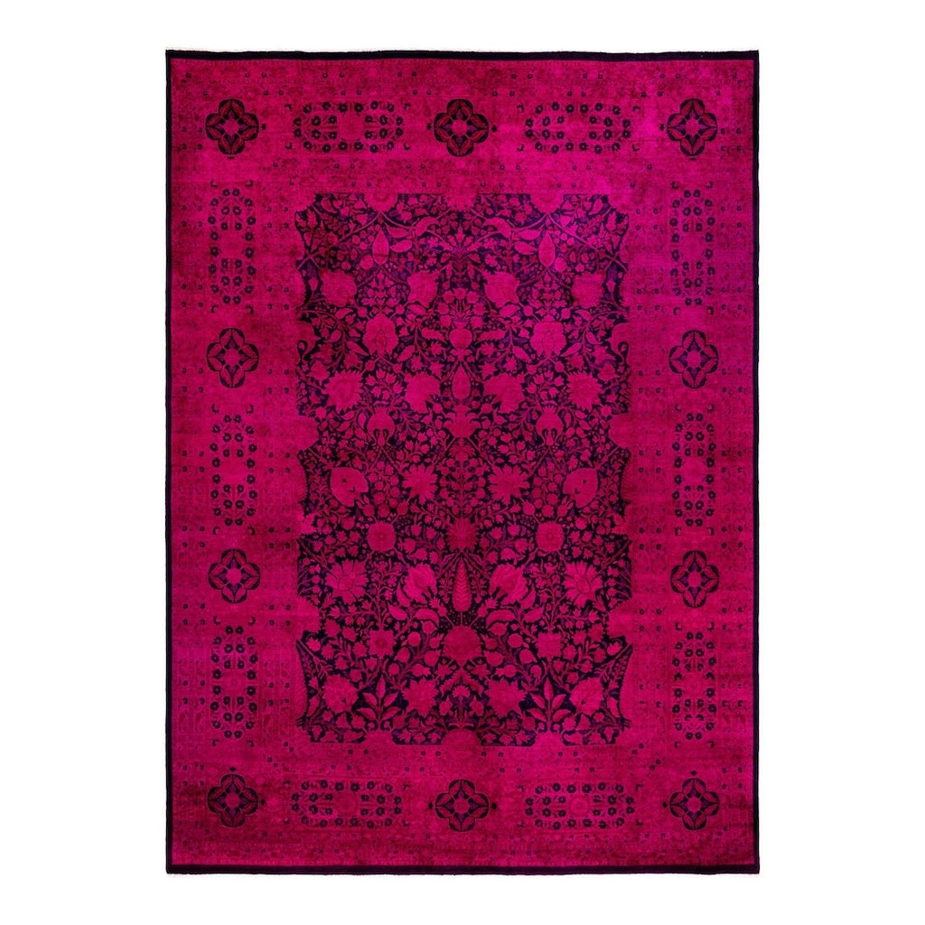 Overton Hand Knotted Wool Vintage Inspired Modern Contemporary Overdyed Pink Area Rug - 9' 2" x 12' 4"