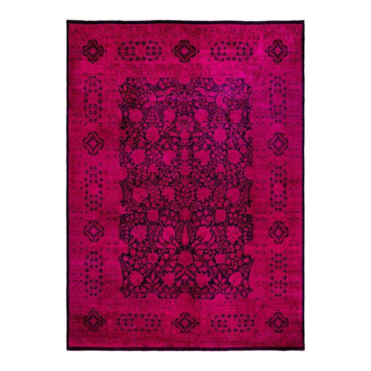 Overton Hand Knotted Wool Vintage Inspired Modern Contemporary Overdyed Pink Area Rug - 9' 2" x 12' 4"