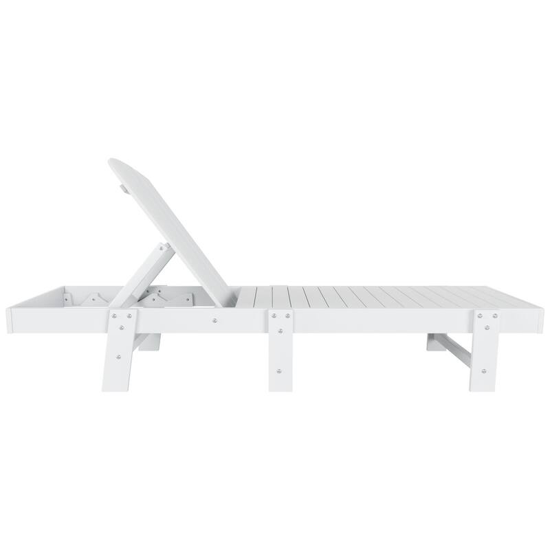 Polytrends Altura Poly Eco-Friendly All Weather Reclining Chaise Lounge with Arms & Side Table (2 Piece Set)