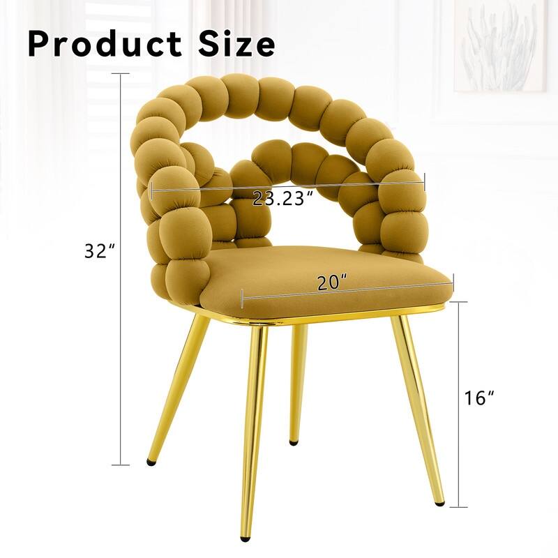 Luxe Gold-Leg Velvet Dining Chair - Modern Bubble Bead Accent Chair for Kitchen & Dining Room