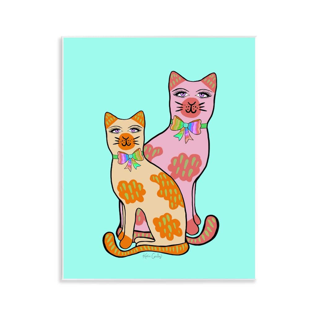 Stupell Funky Cats on Turquoise Wall Plaque Art Design By Katie Conley