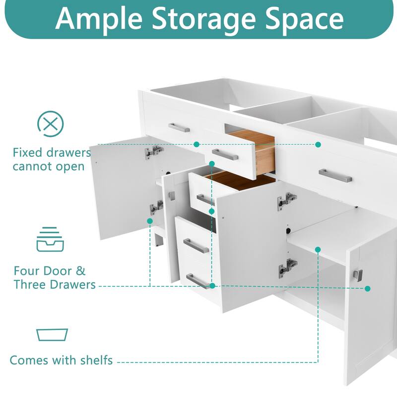 Nephelily 48" 60" 72" Uni-Vanity Bathroom Cabinet with Tall Drawer