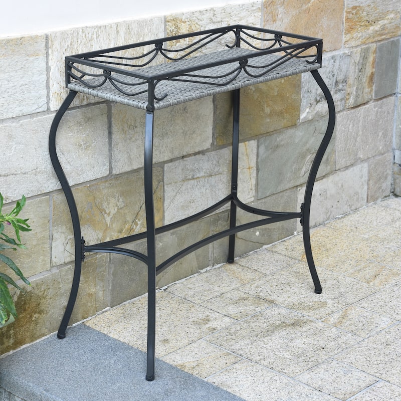 Valencia Resin Wicker Plant Stand - Grey