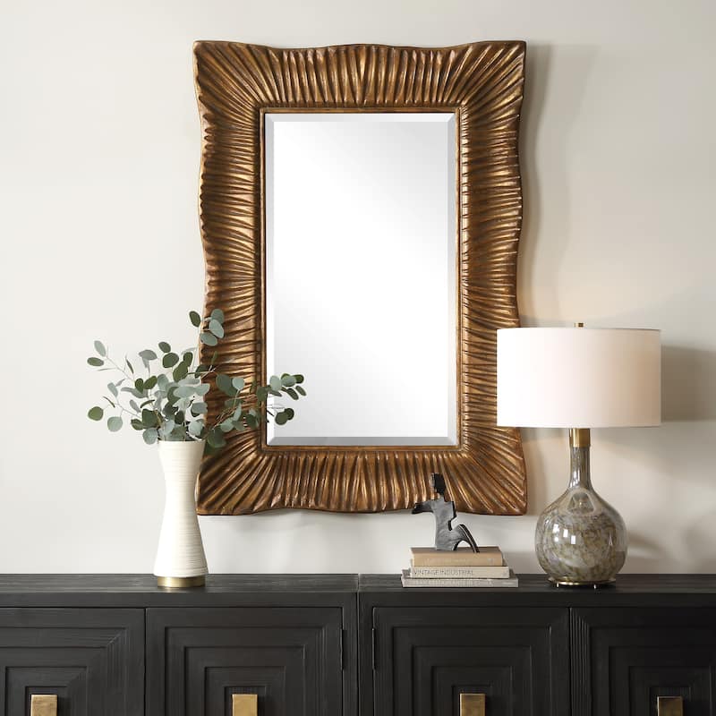 Uttermost Emerson Scalloped Antique Gold Mirror - 51'' H X 36.25'' W X 2.5'' D