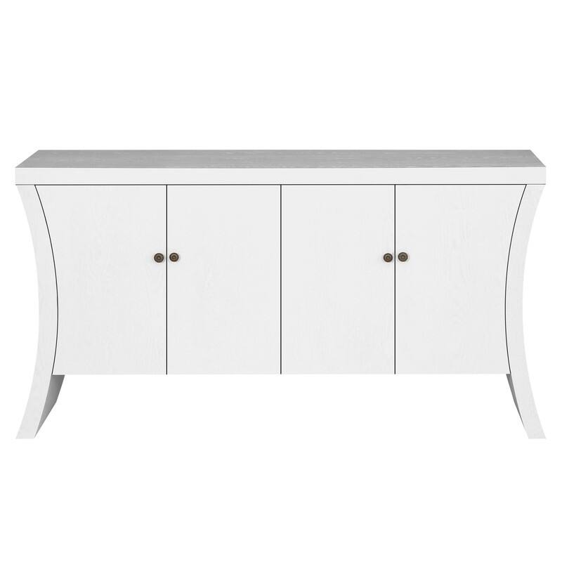 Retro 4-Door Wooden Credenza Cabinets with Solid Legs for Versatile Storage