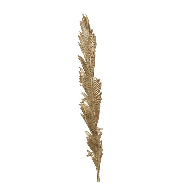 Polystone Bird Large Metallic Feather Home Wall Decor - Gold - Roche River Decor