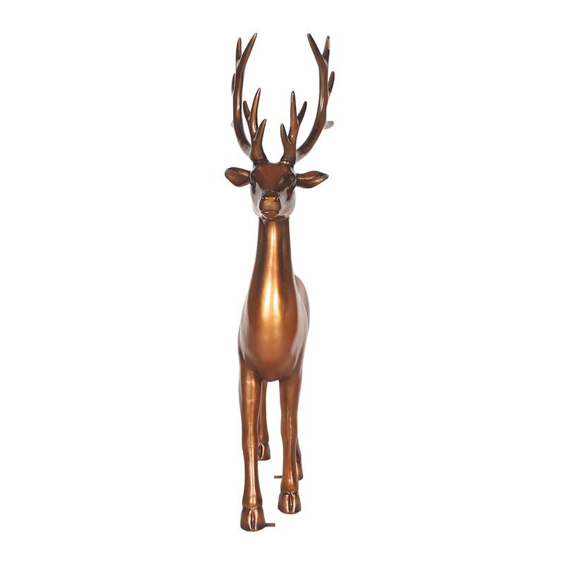 Commercial Fiberglass Standing Reindeer Outdoor Decoration - 70" - Copper Finish - Bronze
