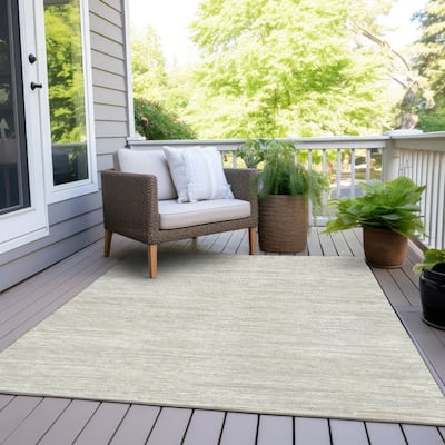 Machine Washable Indoor/ Outdoor Chantille Abstract Stripe Rug