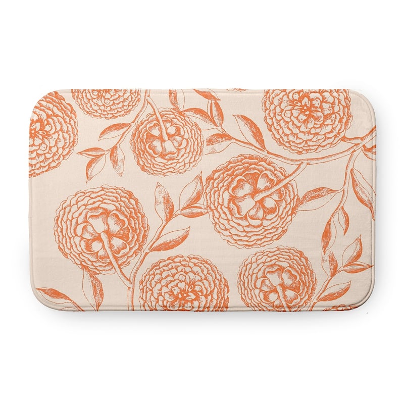 Antique Flowers Bathmat - 34" x 21" - Orange