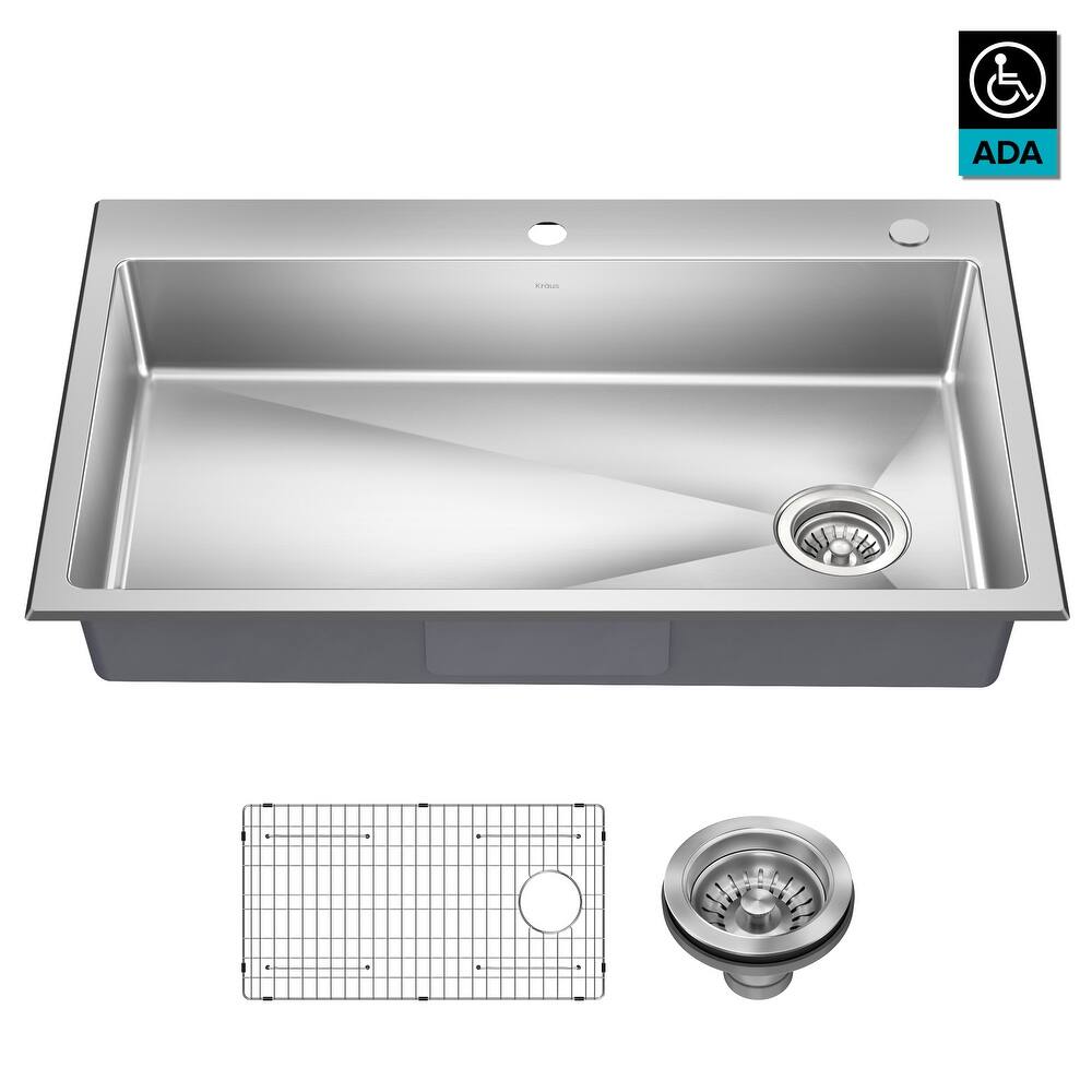 KRAUS Fairlane Drop In Top Mount 18 Gauge Stainless Steel Kitchen Sink