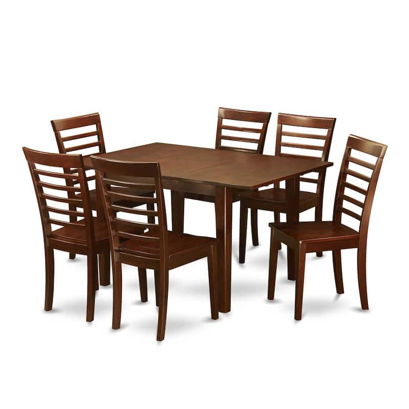 5-Piece Dinette Set - Small Kitchen Table with Chairs, Saddle Brown, 32x60 Inch Table