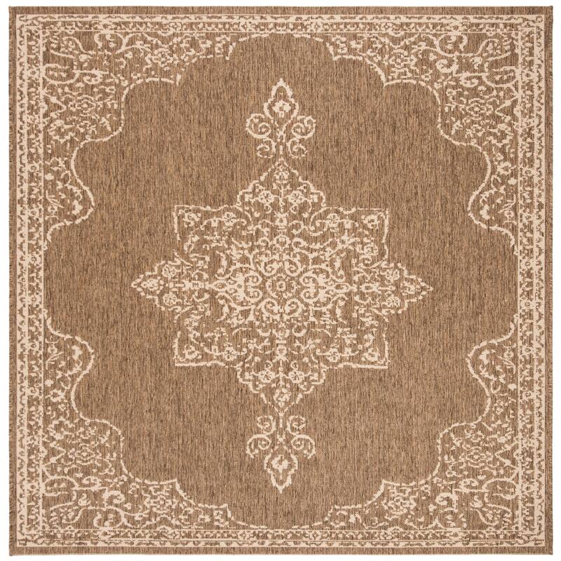 SAFAVIEH Beach House Zanfira Indoor/ Outdoor Waterproof Patio Backyard Rug - 6'7" Square - Cream/Beige