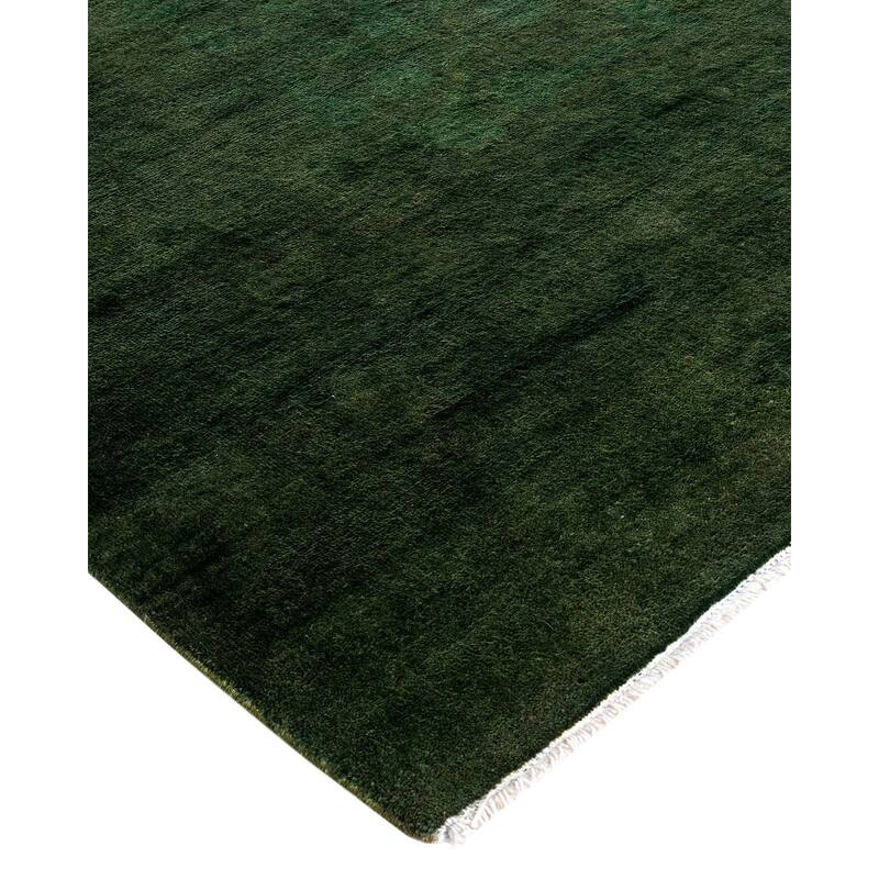 Overdyed, One-of-a-Kind Hand-Knotted Area Rug - Green - 11' 10" x 18' 0"
