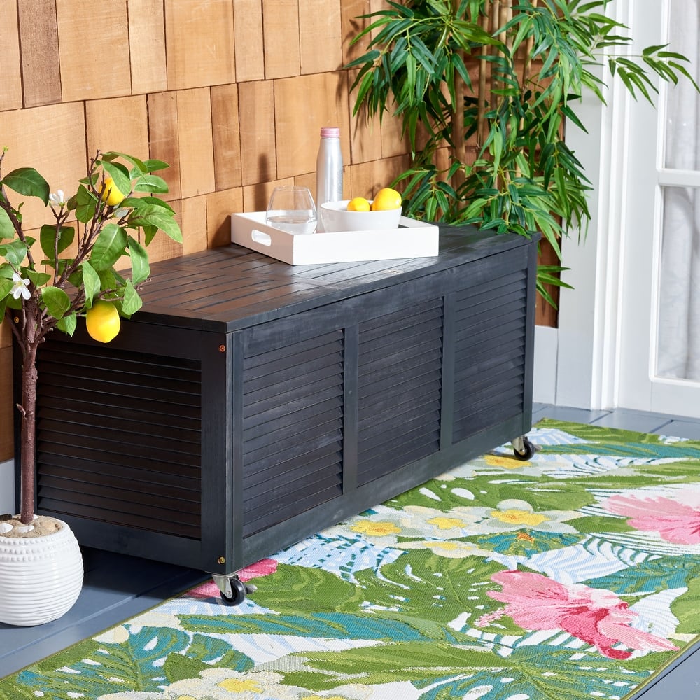 SAFAVIEH Outdoor Miah Cushion Solid Wood Storage Box - 47"W x 18"D x 19"H