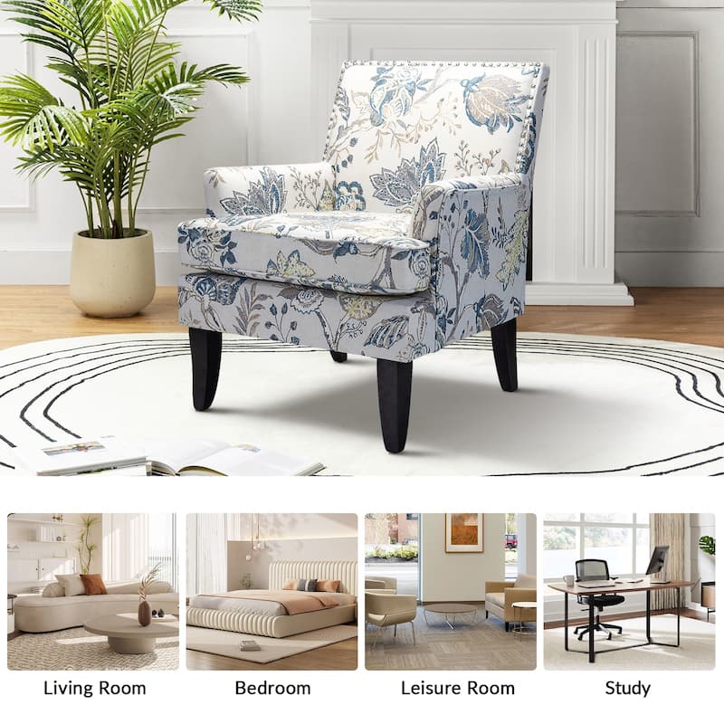 Akorda Classic Armchairs with Nailhead Trim and Solid Wood Legs Set of 2 by HULALA HOME