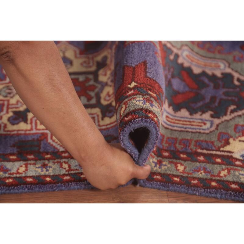 Geometric Oushak Oriental Foyer Rug Hand-Knotted Wool Carpet - 4'0" x 5'11"