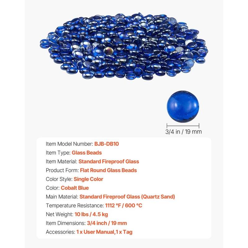 Cobalt Blue Fireproof Glass Blocks Heat Resistant for Pits - 3/4 inch