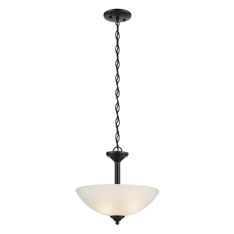 Kichler Lighting Jolie 2-Light Pendant Semi Flush with Satin Etched Glass in Black