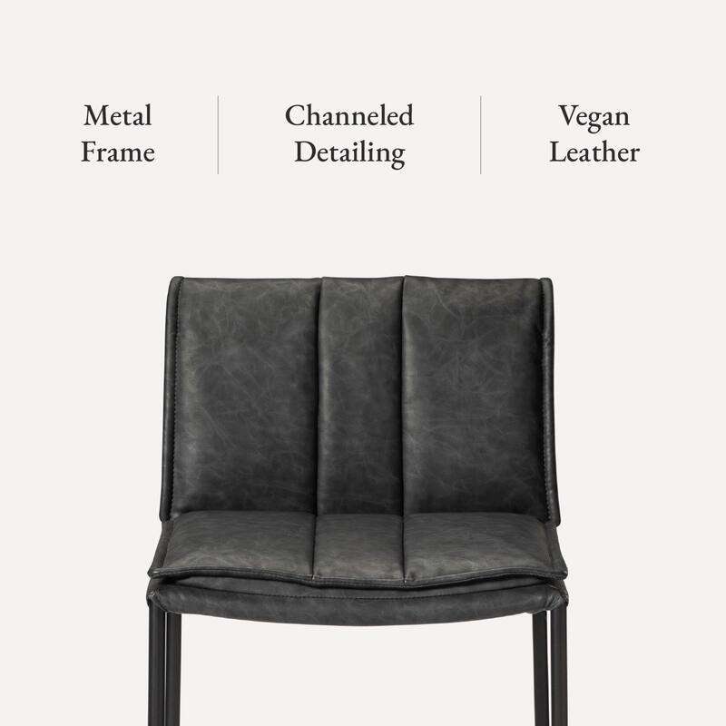 Maven Lane Gerard Bar Metal & Vegan Leather Kitchen Dining Stool