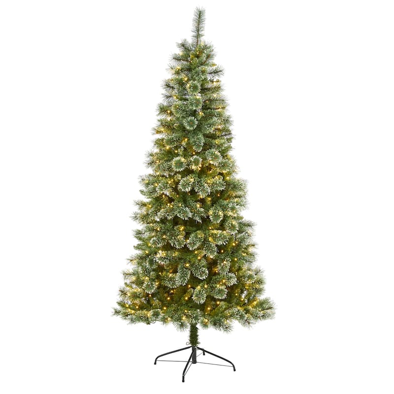 7ft Slim Artificial Christmas Tree with Clear Lights - Holiday Decor for Home & Office - Green - 44