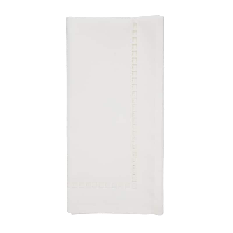 Laser-Cut Hemstitch Napkin (Set of 4) - Set of 4 - White