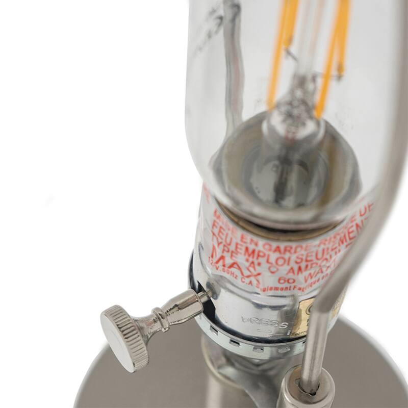 Two-Toned Glass Table Lamp with White Linen Drum Shade - 28.25"