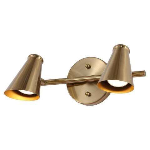 14.5-in 2-Light Modern Glam Black Gold Metal Bathroom Vanity Light Adjustable Wall Sconces