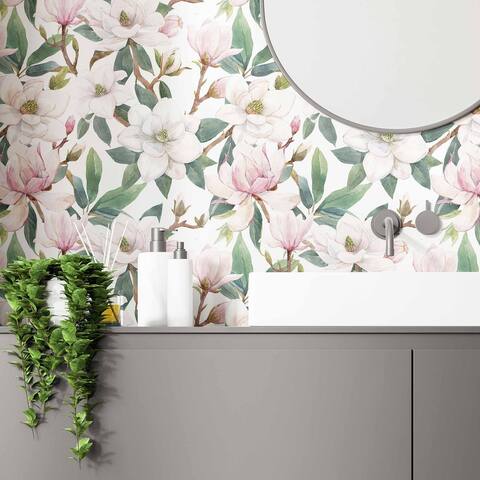 Pink Flower Peel and Stick Removable Wallpaper 1560