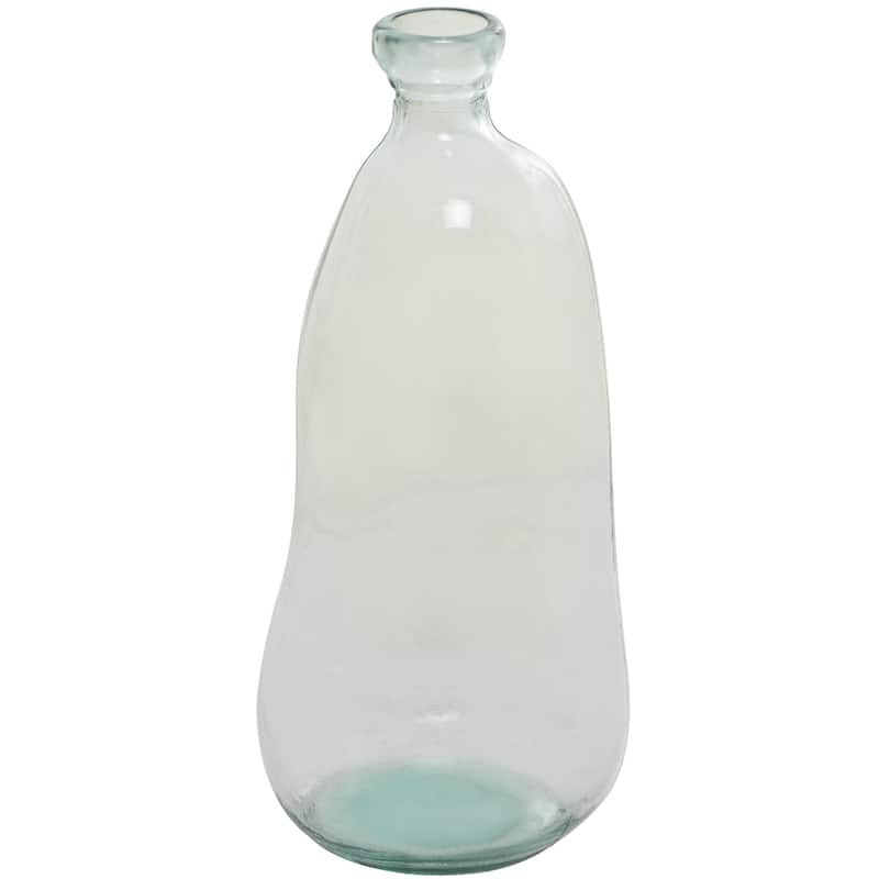 Recycled Glass Abstract Handmade Curved Spanish Bottle Decorative Vase - Green, Blue, Clear, Brown - Roche River Decor