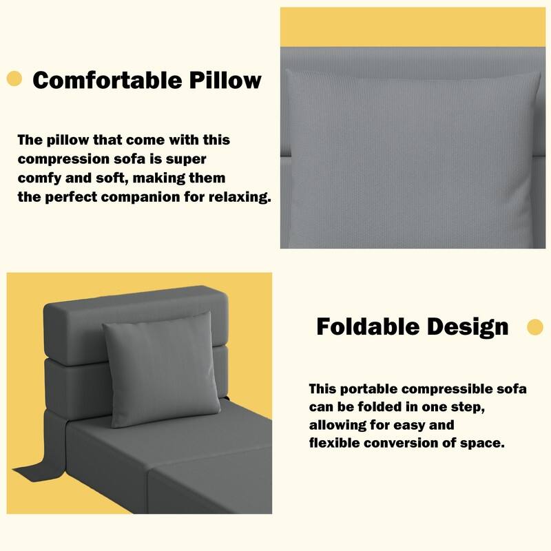 Corduroy Compression Convertible Folding Sectional Sofas (Set of 4)