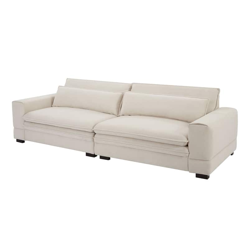 Modern 104.7" Large Fabric Sofa with Lumbar Pillows