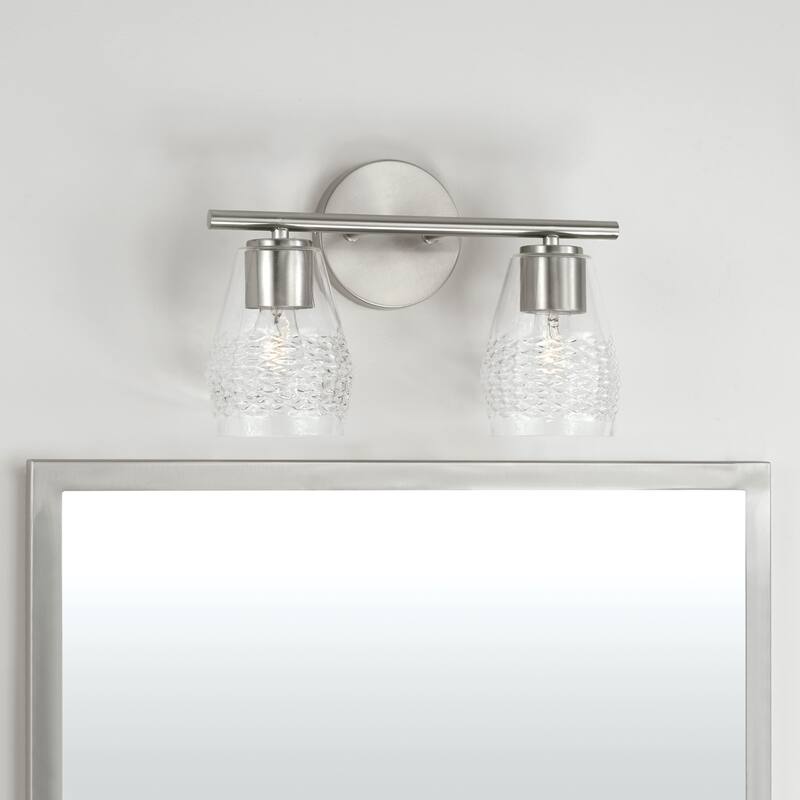 Dena 2-light Bath/ Vanity Fixture w/ Diamond Embossed Glass