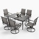 preview thumbnail 2 of 11, MAISON ARTS 7-Piece Patio Dining Set of 6 Sling Swivel Chairs and a Metal Dining Table