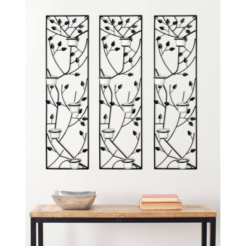 SAFAVIEH Lighting Jola Forest Candle Holder Wall Sconce (Set of 3) - 8.5" x 2.75" x 31.5" Per Item - 9Wx3Dx32H