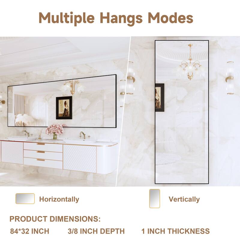 QuivaraView Wall Mounted Aluminum Frame Bathroom Vanity Mirror
