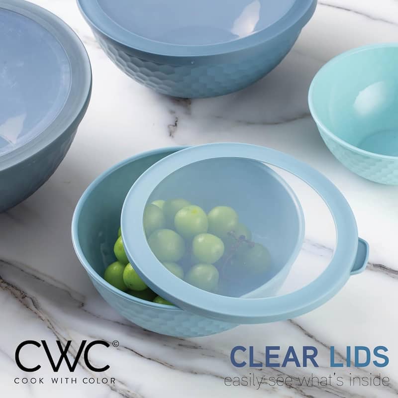 COOK WITH COLOR - 12 Piece Plastic Nesting Bowls - 6 Prep Bowls and 6 Lids, Microwave Safe.