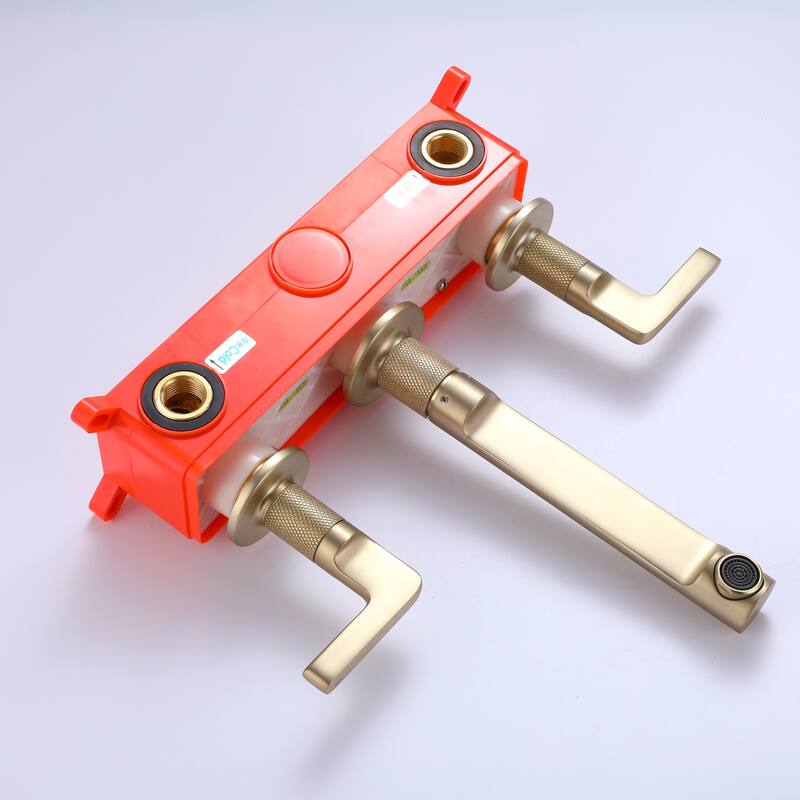 Two Handles Wall Mounted widespread Bathroom Faucet
